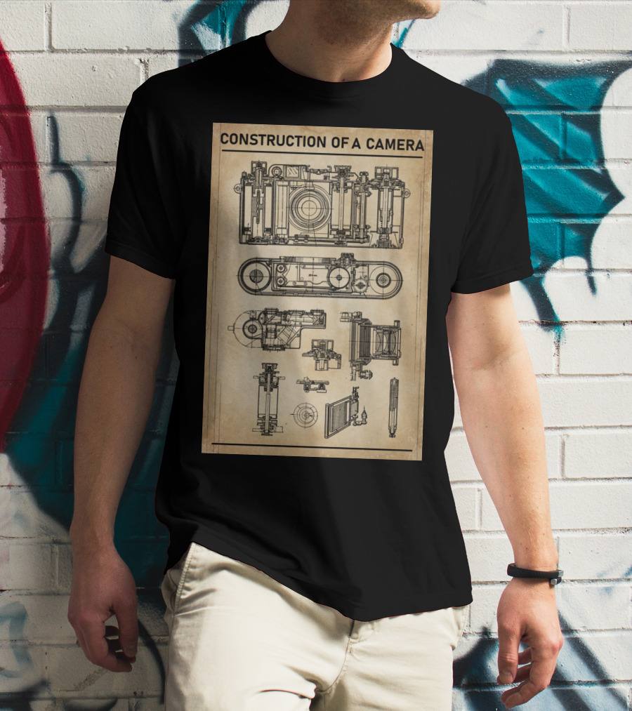 Construction Of A Camera Blueprint Diagram T-Shirt