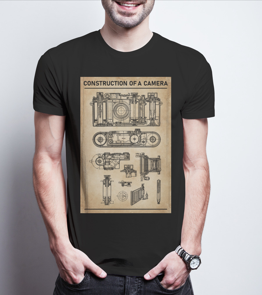 Construction Of A Camera Blueprint Diagram T-Shirt