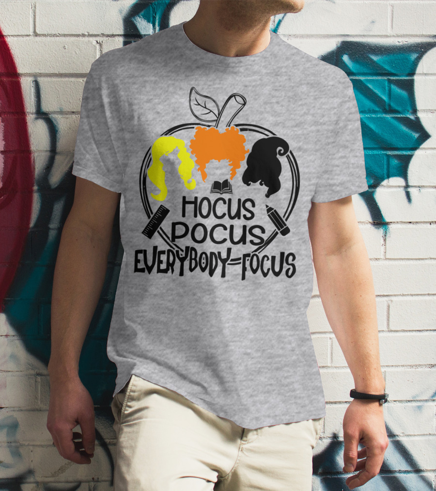 Hocus Pocus Everybody Focus Apple Hair Silhouettes Book Pencil Ruler T-Shirt