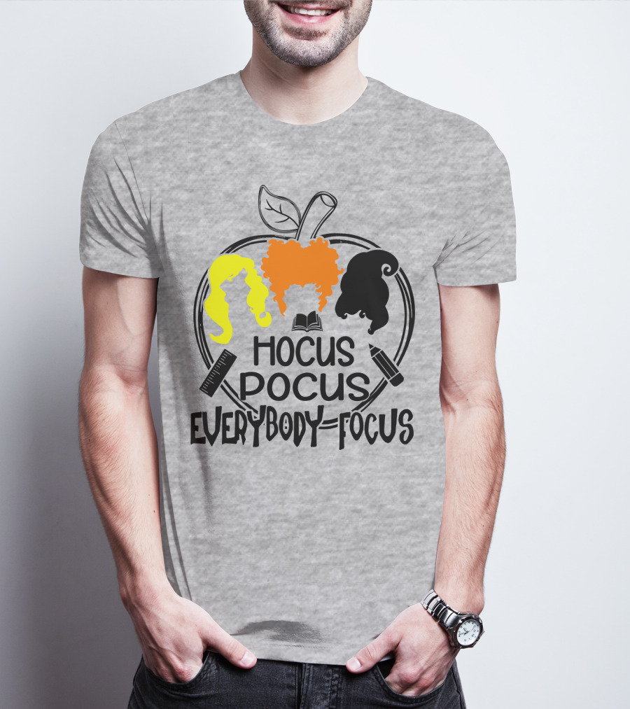 Hocus Pocus Everybody Focus Apple Hair Silhouettes Book Pencil Ruler T-Shirt
