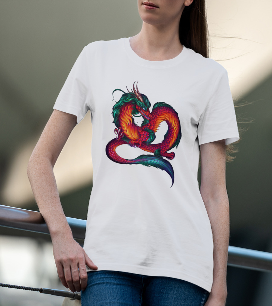 DRAGON ART AAA Kaleidoscope Colors Coiled Majesty T-Shirt