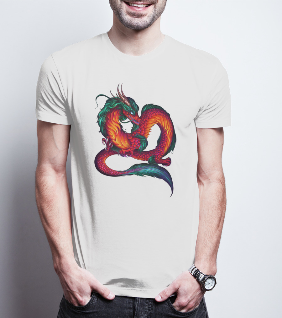 DRAGON ART AAA Kaleidoscope Colors Coiled Majesty T-Shirt