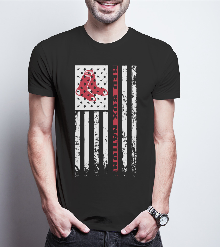 Red Sox Nation Boston Red Sox Stars And Stripes Flag T-Shirt