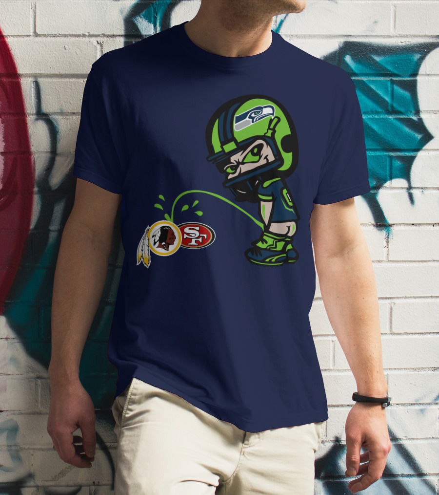 Seattle Seahawks Helmet Character Rival Teams Logos T-Shirt