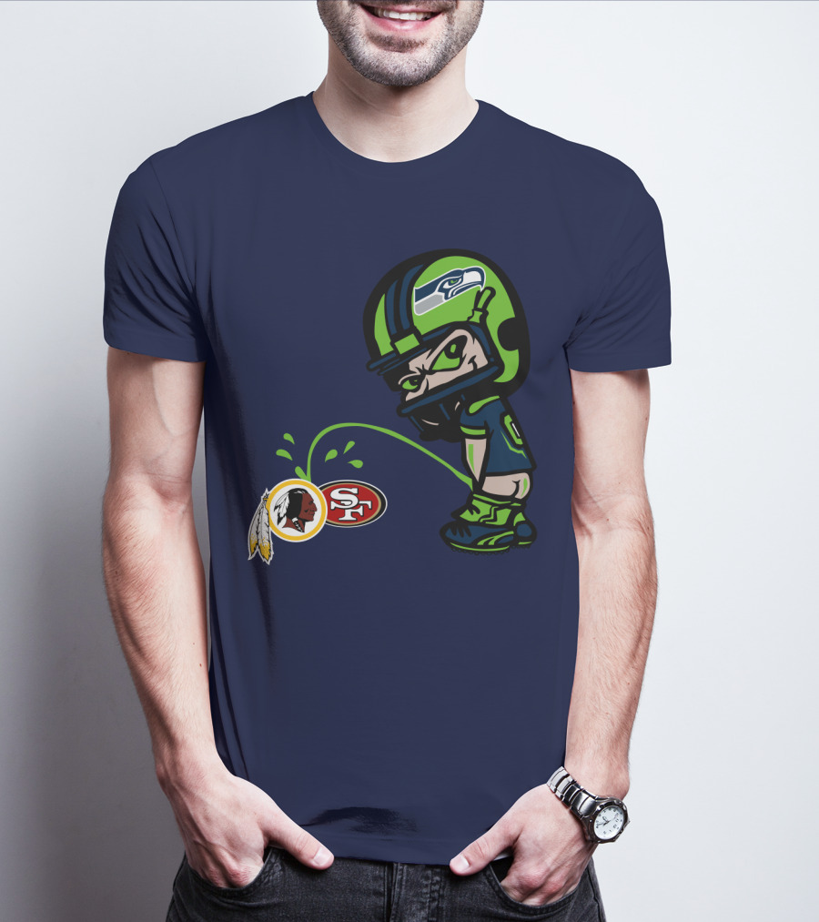 Seattle Seahawks Helmet Character Rival Teams Logos T-Shirt