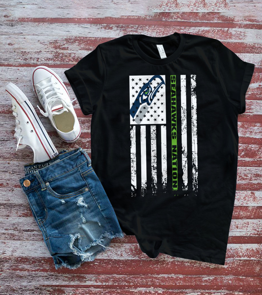 Seattle Seahawks Nation American Flag T-Shirt