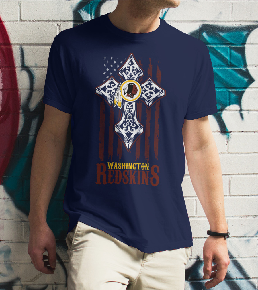 Washington Redskins Cross American Flag T-Shirt