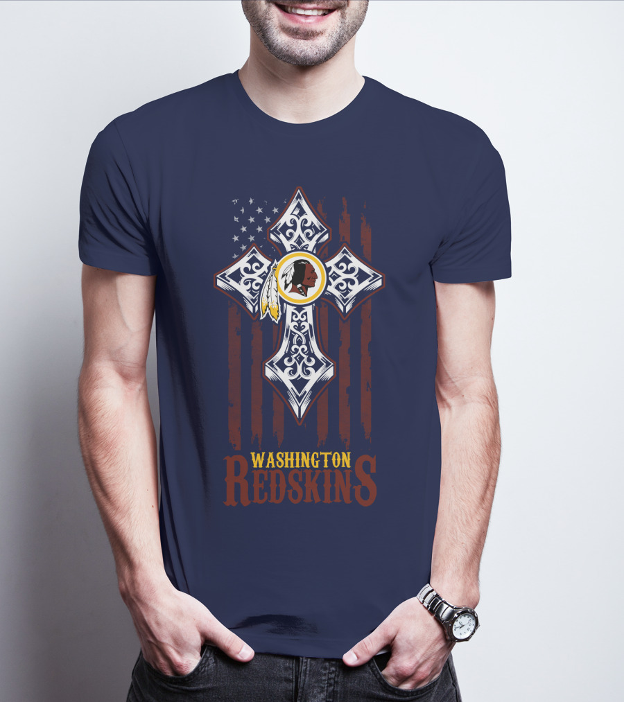 Washington Redskins Cross American Flag T-Shirt