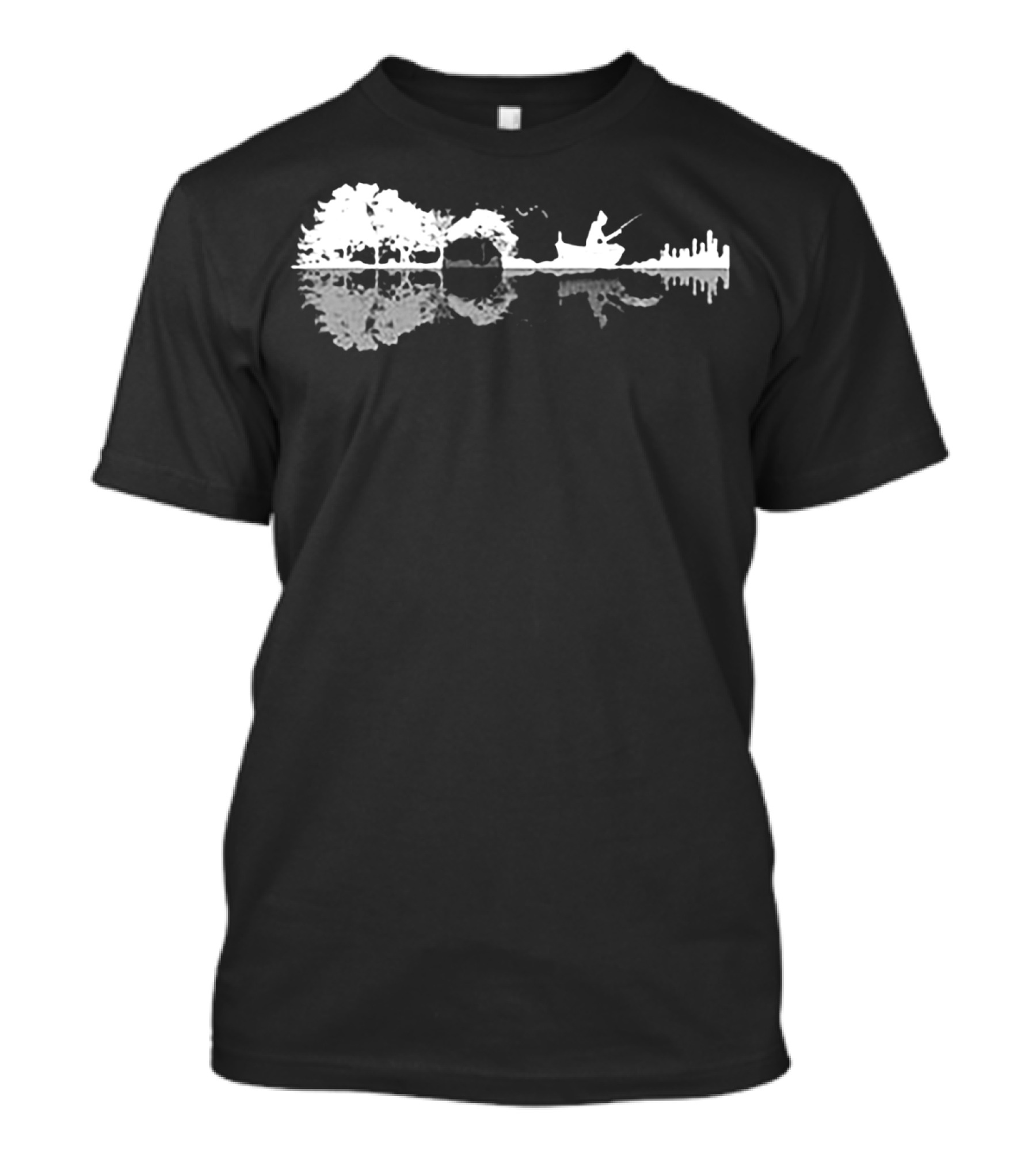 Fishing Shadow Guitar Reflection Scene T-Shirt