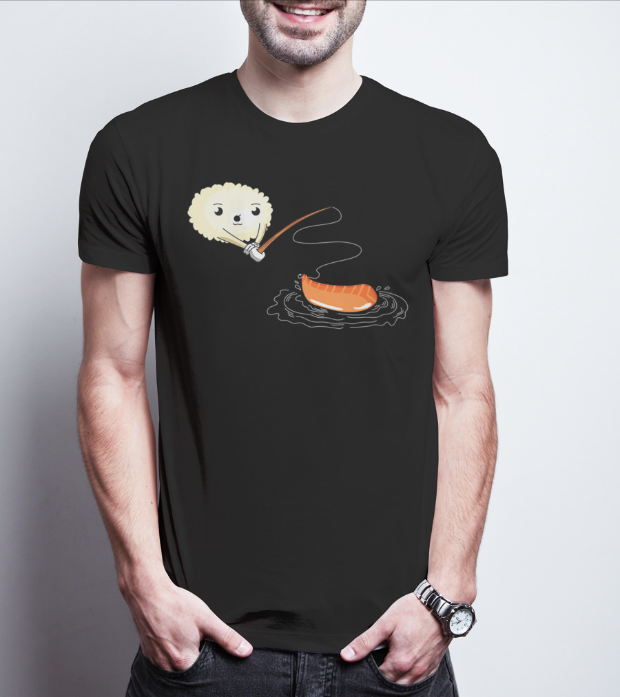 Kawaii Sushi Fishing Cute Japanese Food Lover Fishing Lover Playful Salmon Anime T-Shirt
