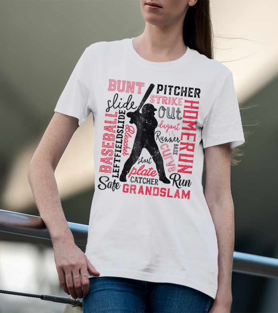 Baseball Men Batter Pitcher Catcher Homerun Grandslam Dugout Plate Strike T-Shirt