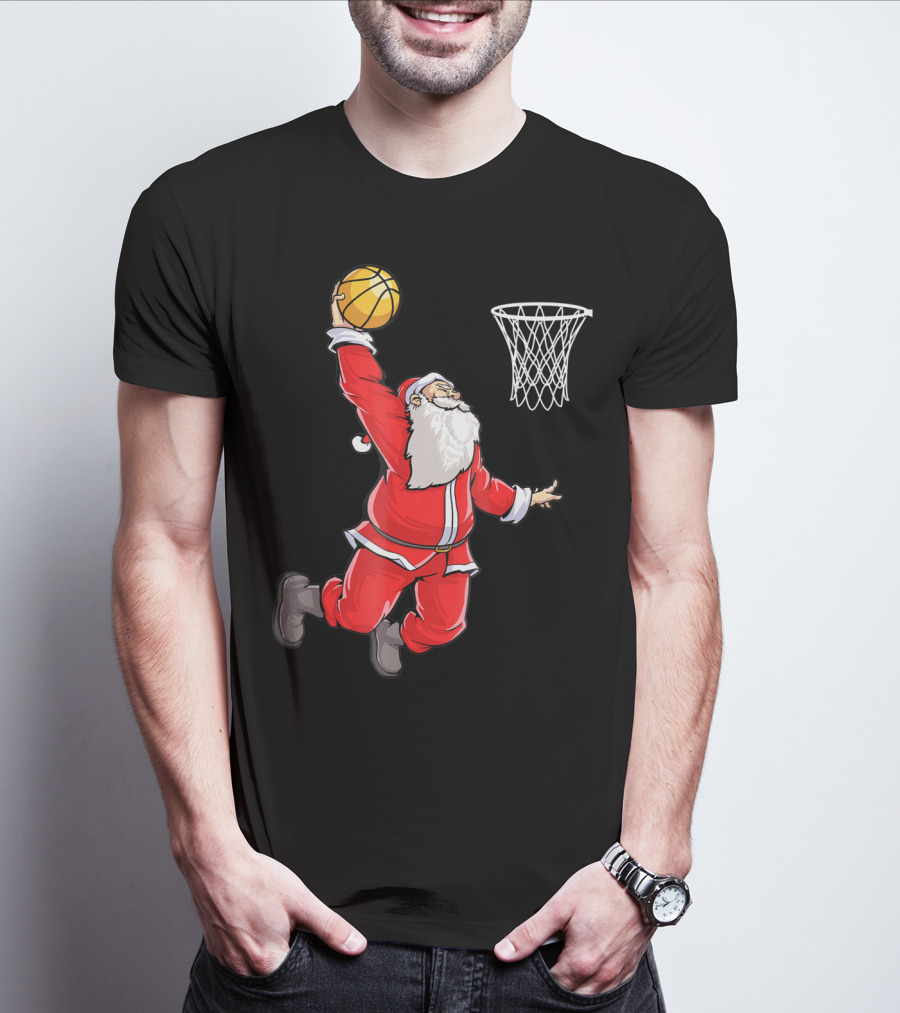 Basketball Santa Christmas Dunking Sports Fun T-Shirt