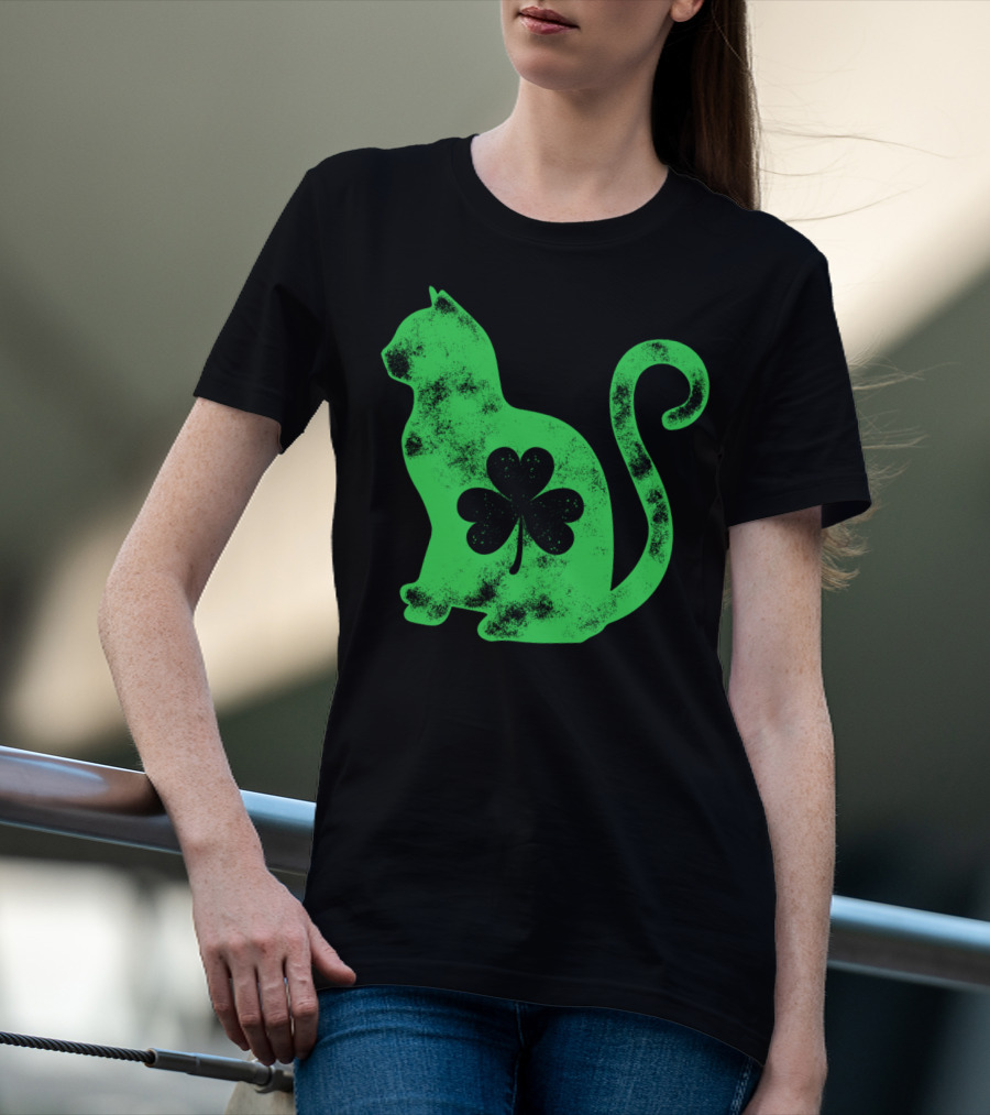Cat Shamrock St Patricks Day Happy Cattys Women T-Shirt