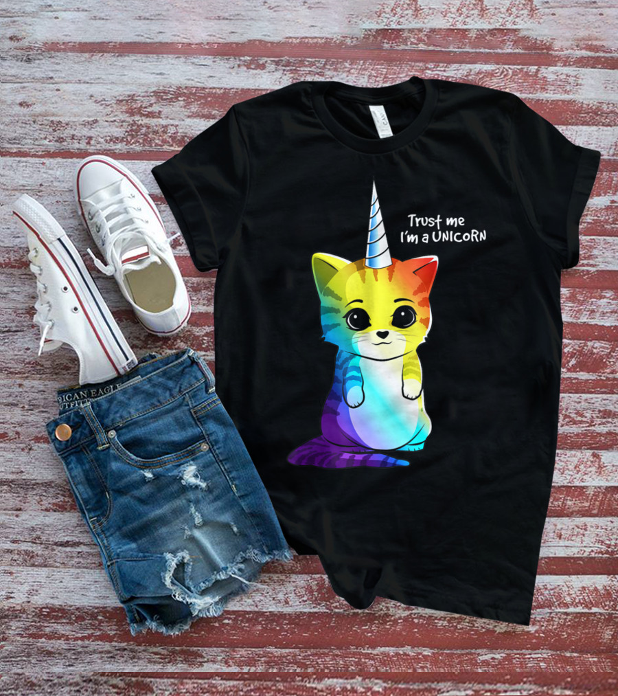 Trust Me I'm A Caticorn Unicorn Cat Kittycorn Girls Women Rainbow T-Shirt