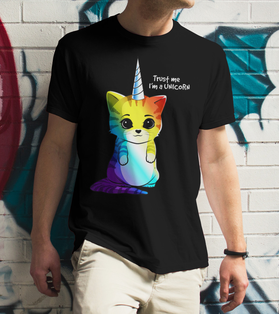 Trust Me I'm A Caticorn Unicorn Cat Kittycorn Girls Women Rainbow T-Shirt