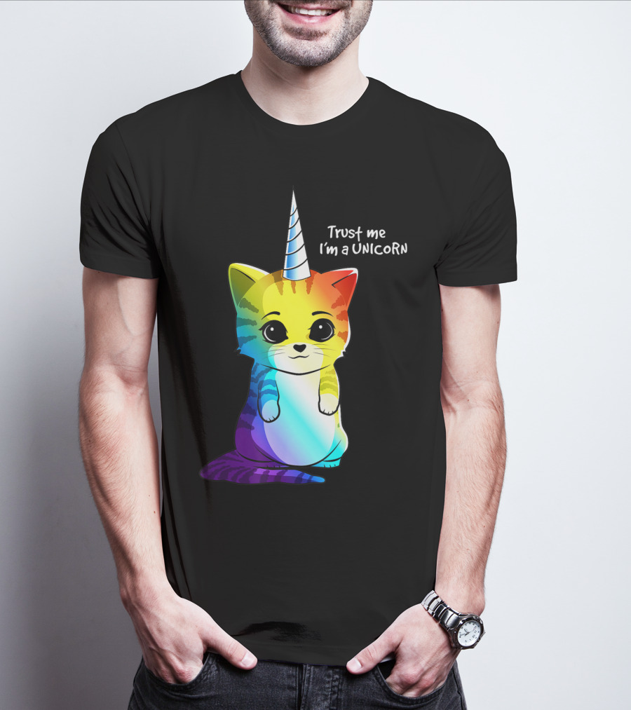 Trust Me I'm A Caticorn Unicorn Cat Kittycorn Girls Women Rainbow T-Shirt