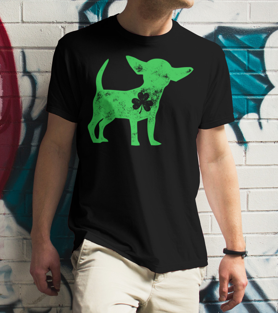 Chihuahua St Patricks Day Dog Lover Shamrock Iconic Green T-Shirt