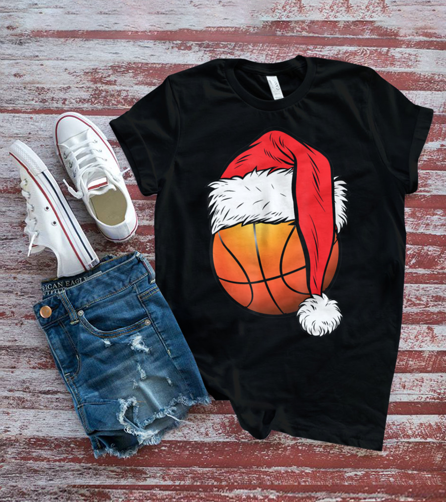 Christmas Santa Basketball Ball Sport T-Shirt