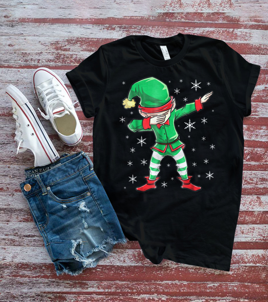 Christmas Dabbing Elf Squad Snowflake Dance T-Shirt