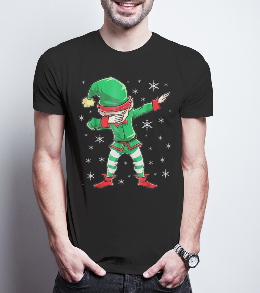 Christmas Dabbing Elf Squad Snowflake Dance T-Shirt