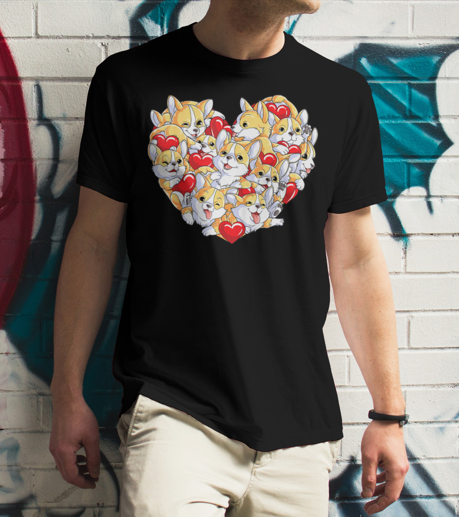 Valentines Day Corgi Heart Dog Lover Boys Love T-Shirt