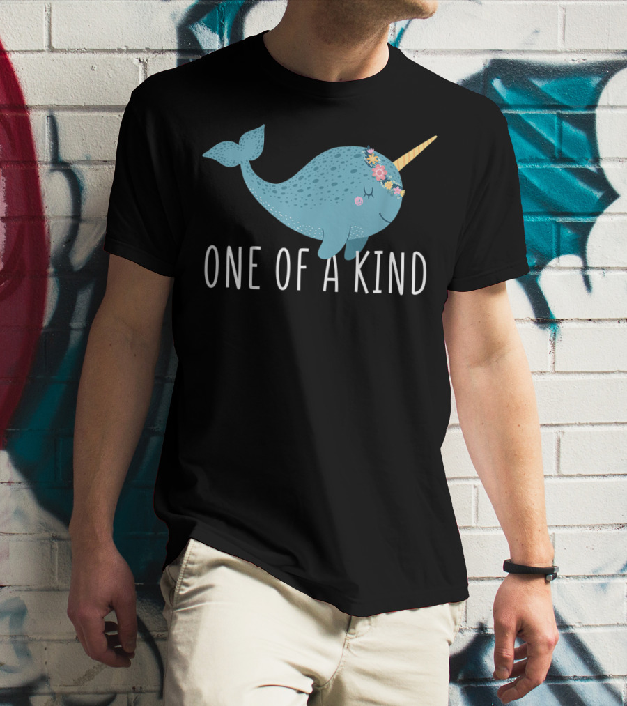 One Of A Kind Cute Narwhal Flower Crown Girls T-Shirt
