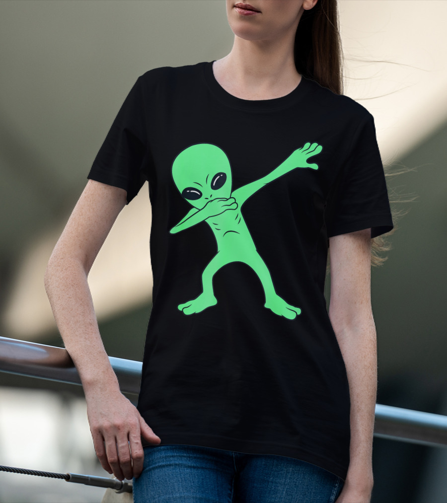 Dabbing Alien Halloween Funny Dab Girl Green Alien Dab Dance T-Shirt