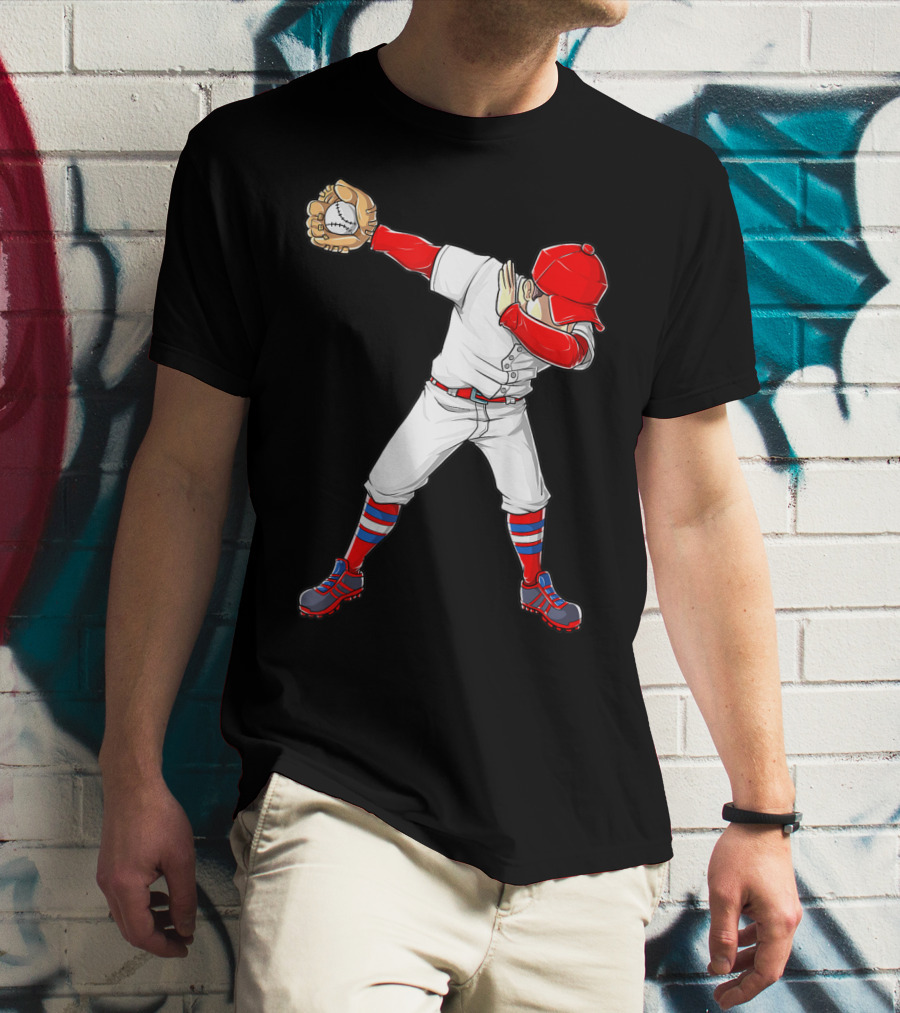 Dabbing Baseball Player Funny Dab Dance T-Shirt