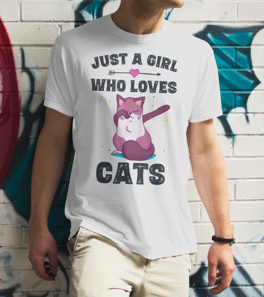Just A Girl Who Loves Cats Dabbing Cat Lover T-Shirt