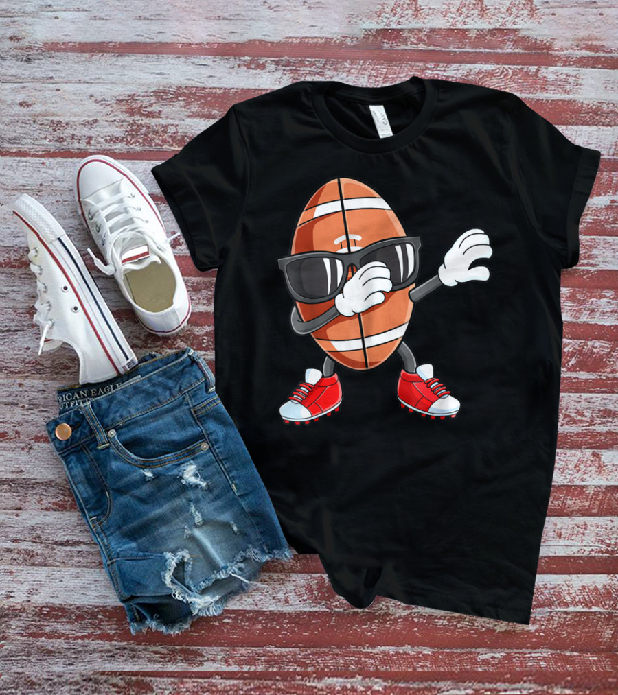 Dabbing Football Sport Funny Dab Dance Cartoon Rugby Player T-Shirt