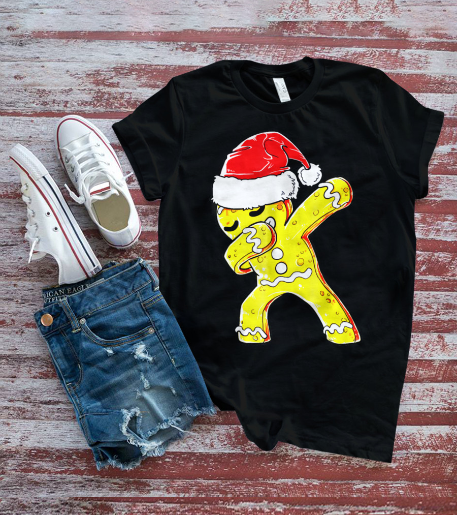 Dabbing Gingerbread Santa Christmas Dance T-Shirt