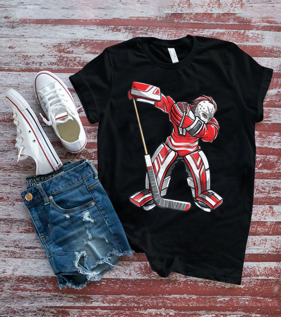 Dabbing Ice Hockey Masked Player Funny Dab Squad T-Shirt