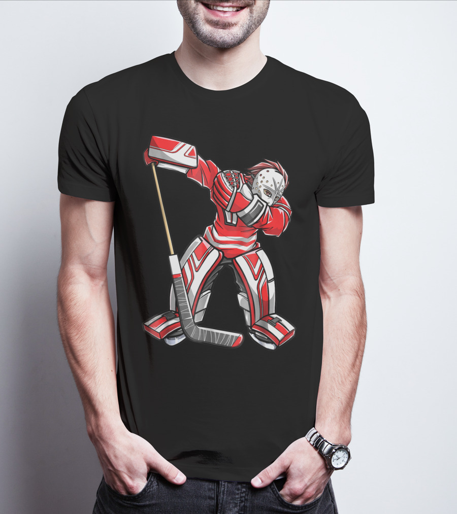 Dabbing Ice Hockey Masked Player Funny Dab Squad T-Shirt