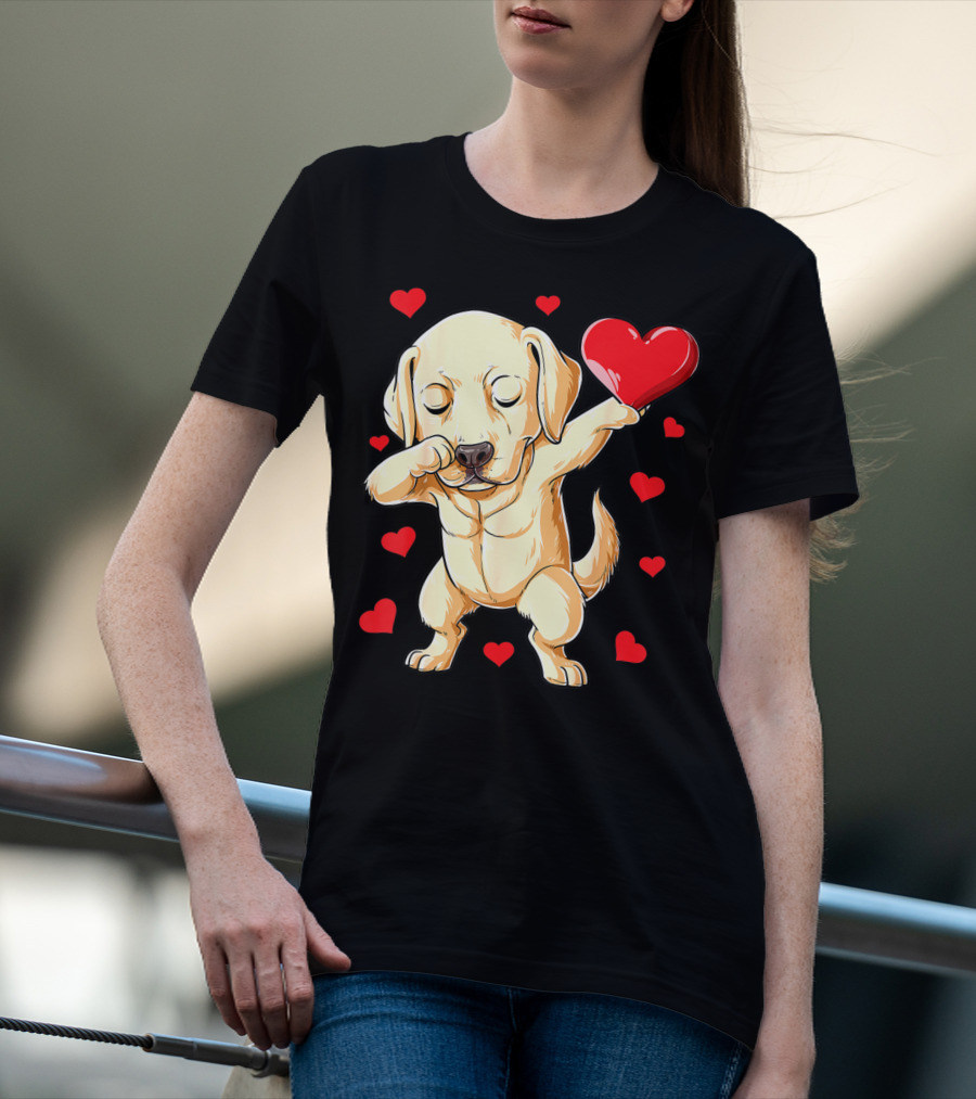 Valentines Day Dabbing Labrador Dog Lover Heart T-Shirt