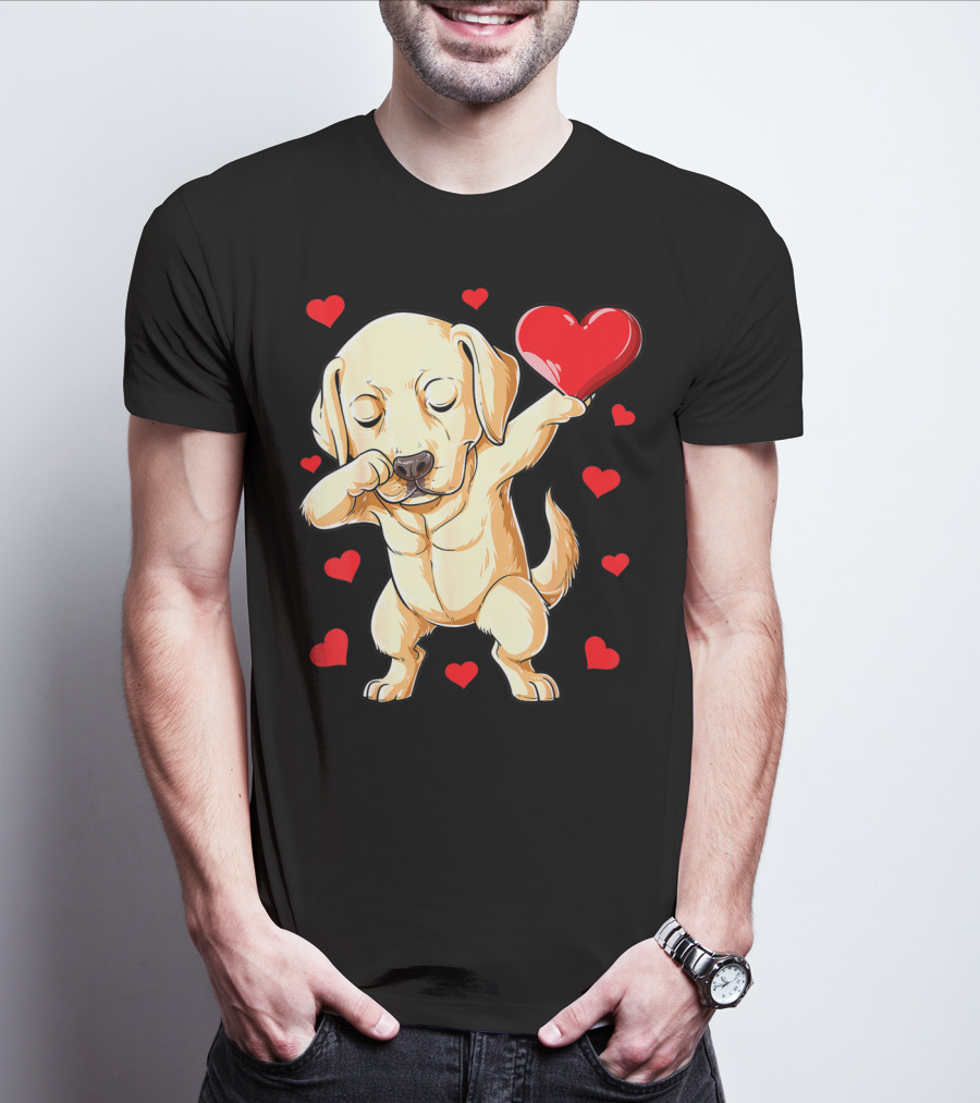 Valentines Day Dabbing Labrador Dog Lover Heart T-Shirt