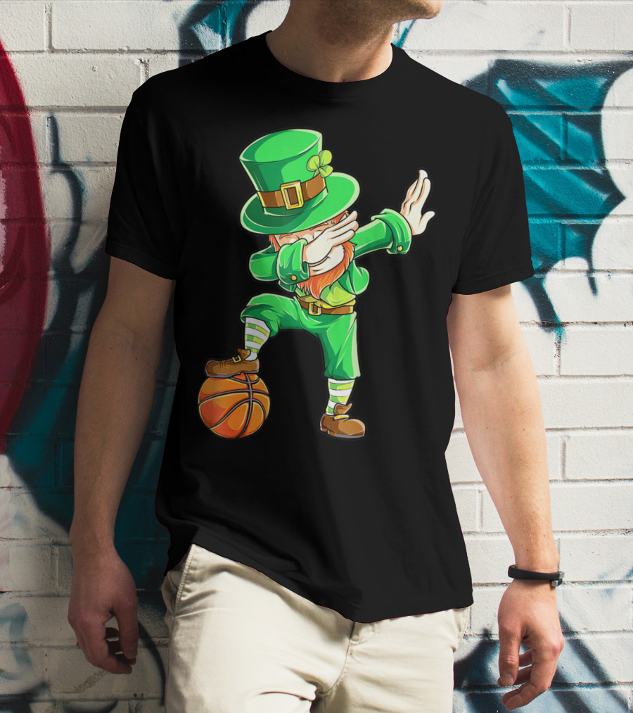 Dabbing Leprechaun On Basketball St. Patrick's Day Fun T-Shirt