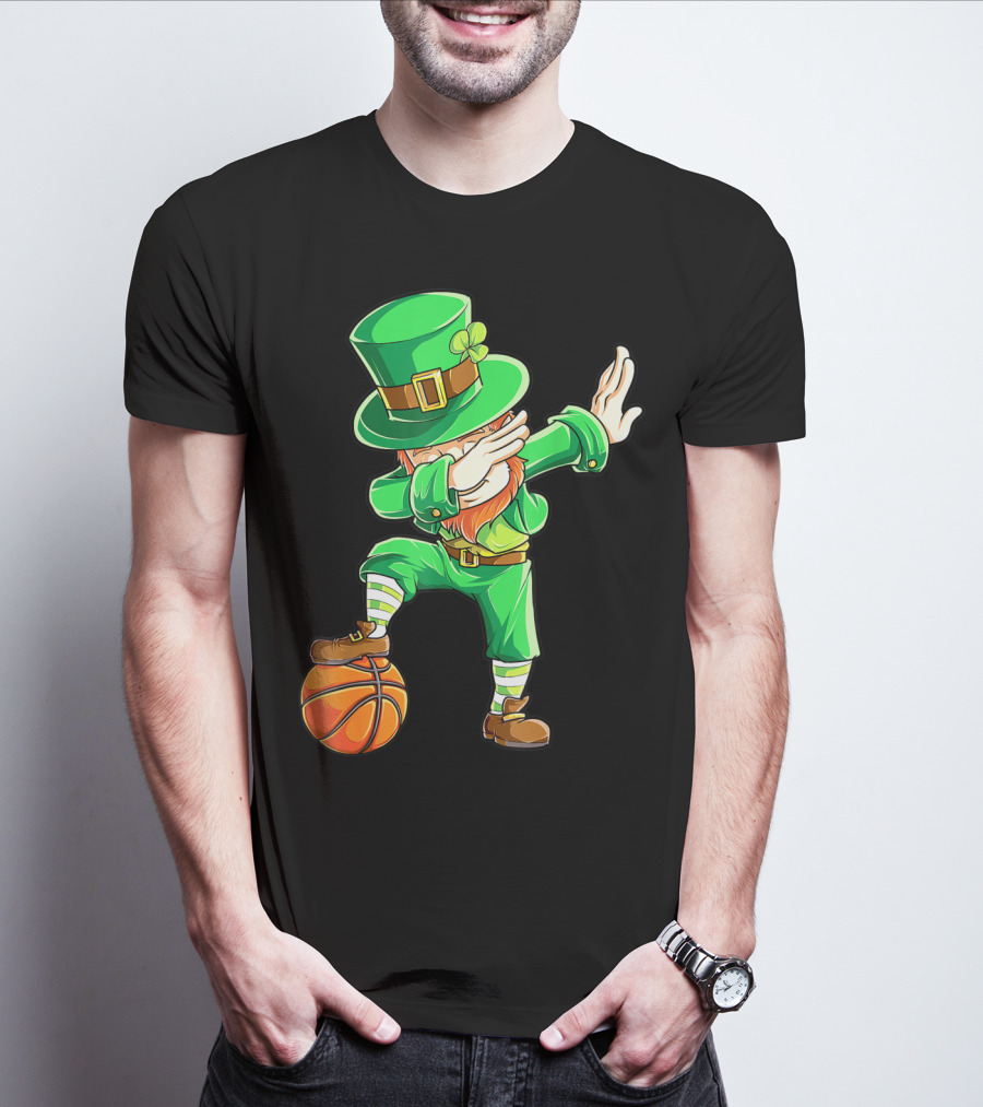 Dabbing Leprechaun On Basketball St. Patrick's Day Fun T-Shirt