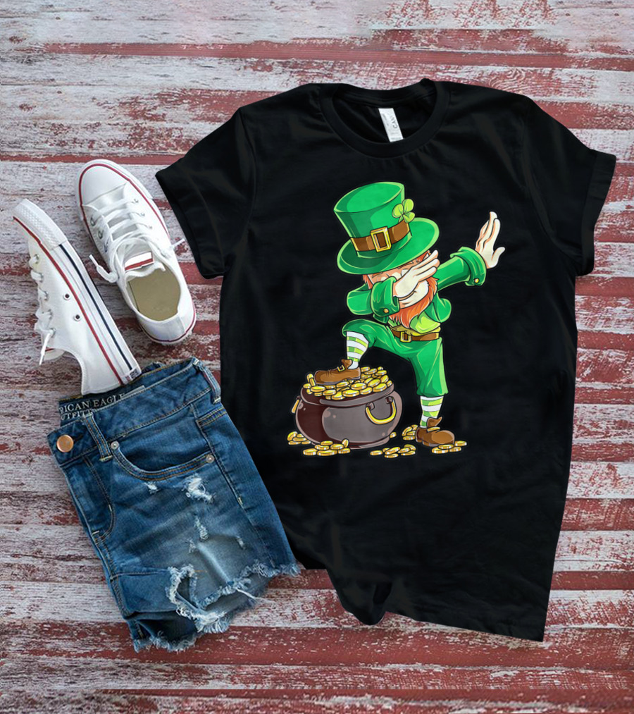 Dabbing Leprechaun Pot Of Gold St Patricks Day T-Shirt