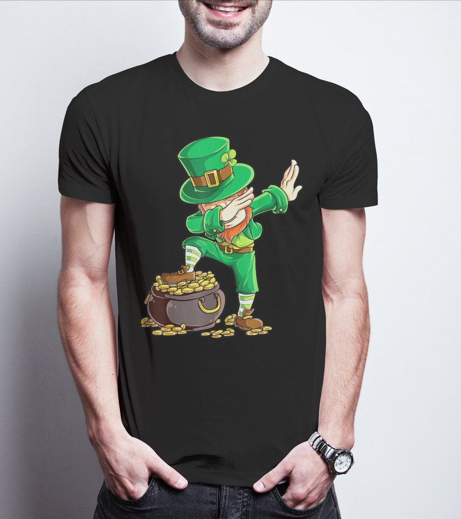 Dabbing Leprechaun Pot Of Gold St Patricks Day T-Shirt