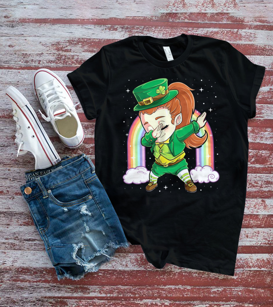 Dabbing Leprechaun St Patricks Day Women Dab Rainbow Special T-Shirt