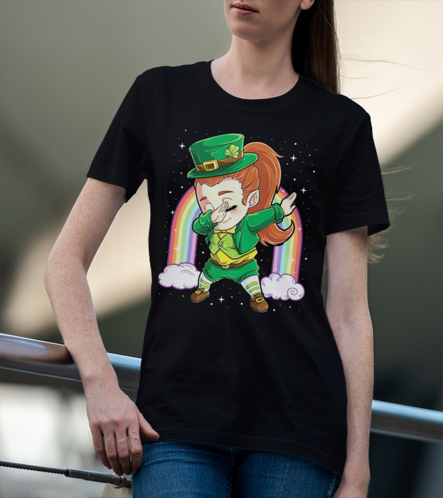 Dabbing Leprechaun St Patricks Day Women Dab Rainbow Special T-Shirt