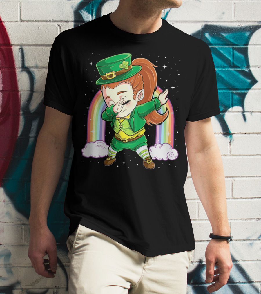 Dabbing Leprechaun St Patricks Day Women Dab Rainbow Special T-Shirt