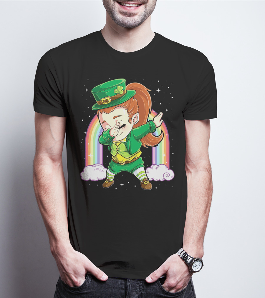 Dabbing Leprechaun St Patricks Day Women Dab Rainbow Special T-Shirt