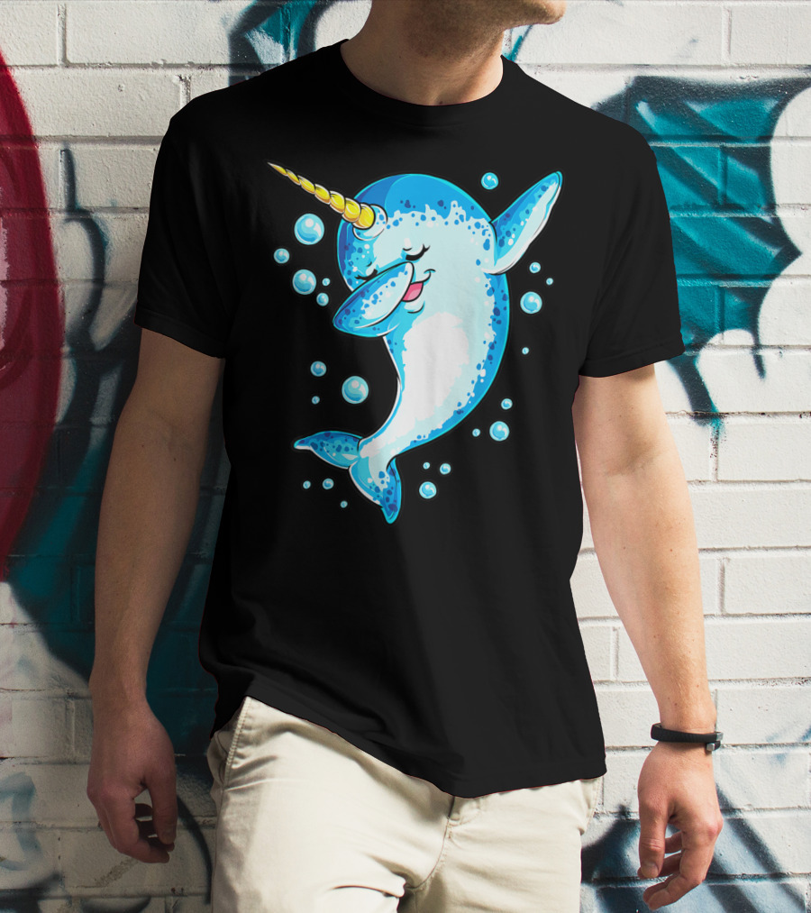 Dabbing Narwhal Unicorn For Girls And Boys Playful Sea Creature T-Shirt