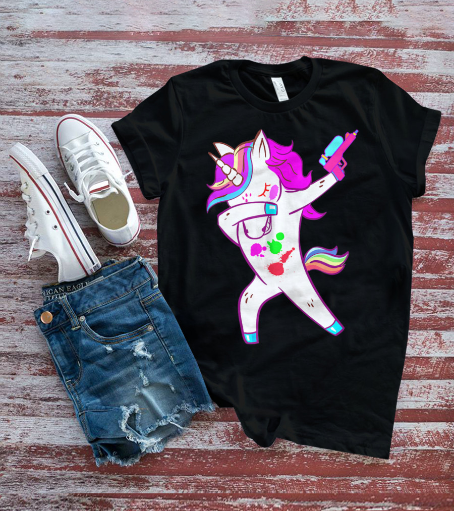 Dabbing Unicorn With Paintball Gun For Men And Teen Players T-Shirt