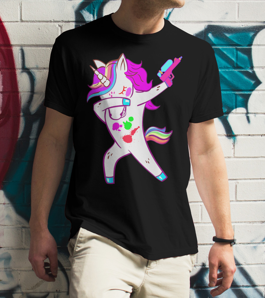 Dabbing Unicorn With Paintball Gun For Men And Teen Players T-Shirt