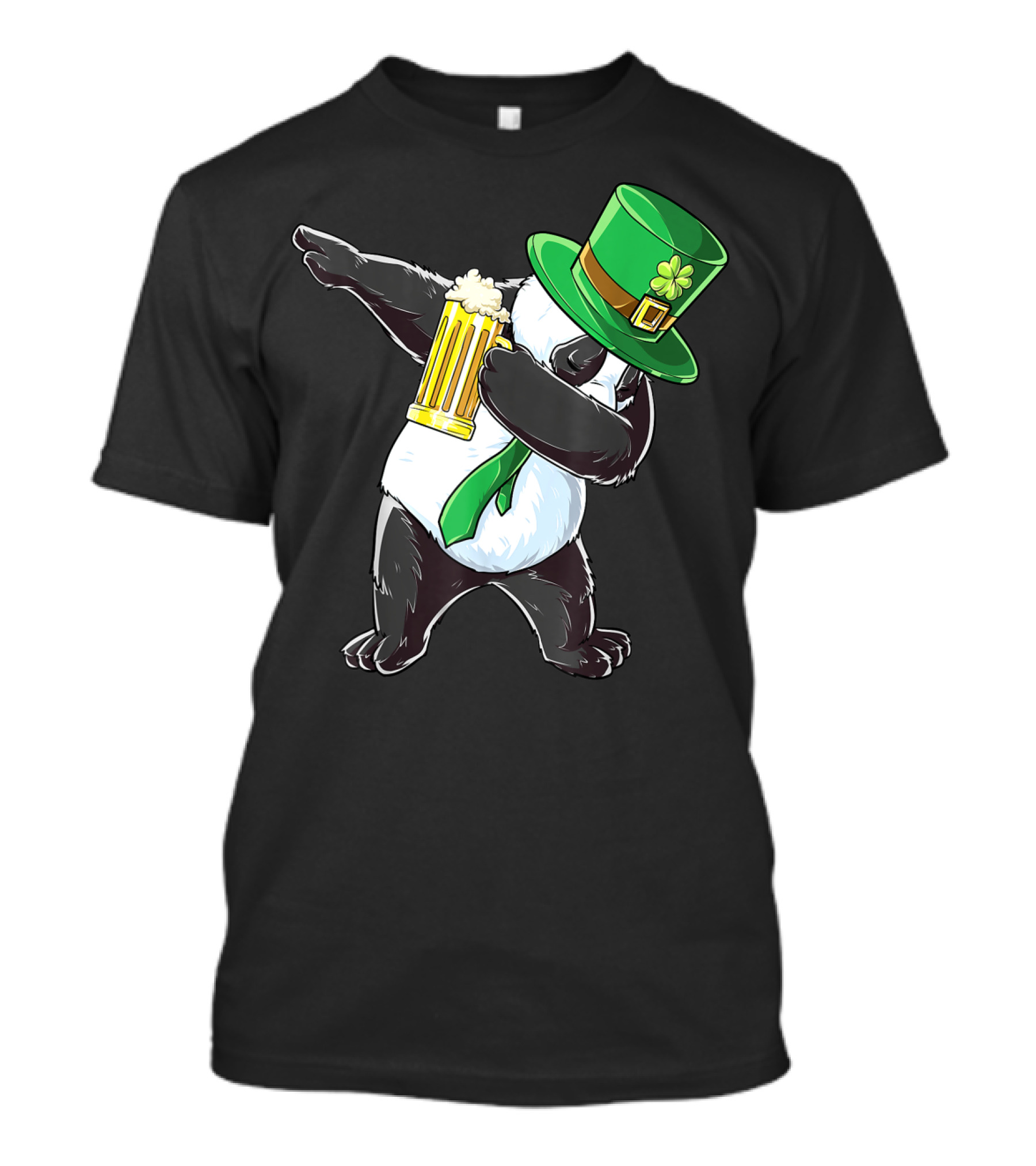 Dabbing Panda With Green Leprechaun Hat And Beer T-Shirt