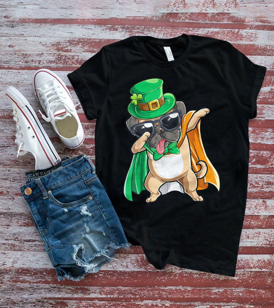 Dabbing Pug Leprechaun St Patrick's Day Boys Irish T-Shirt