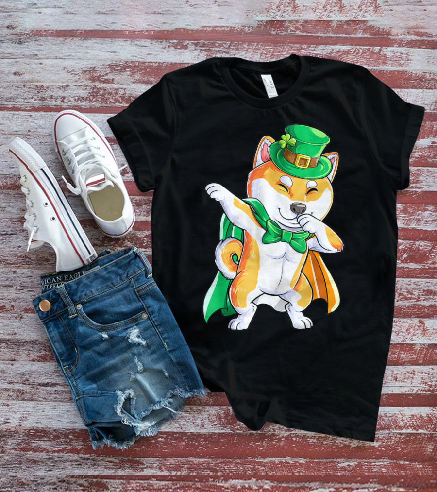 Dabbing Shiba Inu Leprechaun St Patricks Day Irish T-Shirt