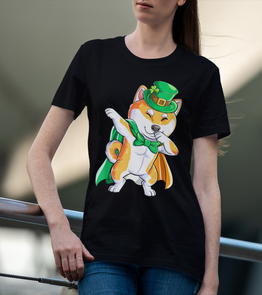 Dabbing Shiba Inu Leprechaun St Patricks Day Irish T-Shirt